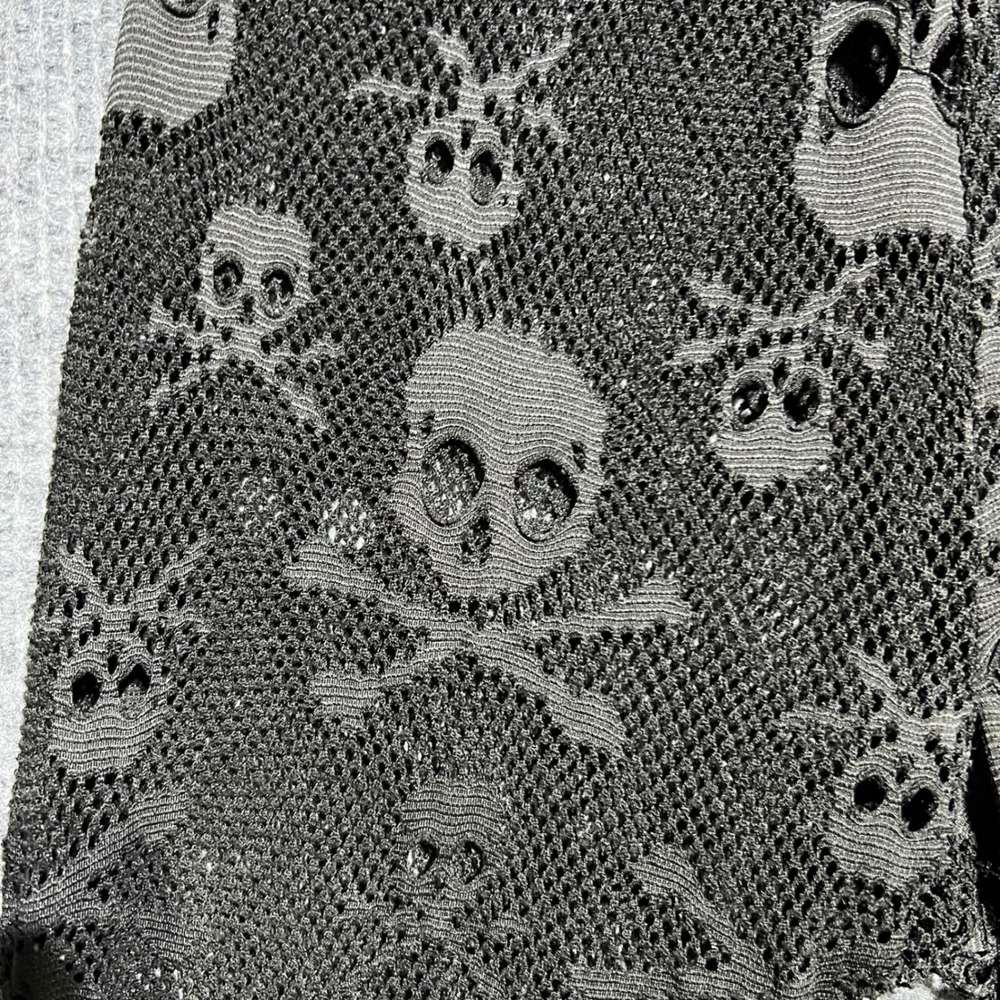 Tripp NYC Leggings Women Small Black Skull Crossbones Fishnet Mesh Goth Punk Alt - Picture 4 of 8